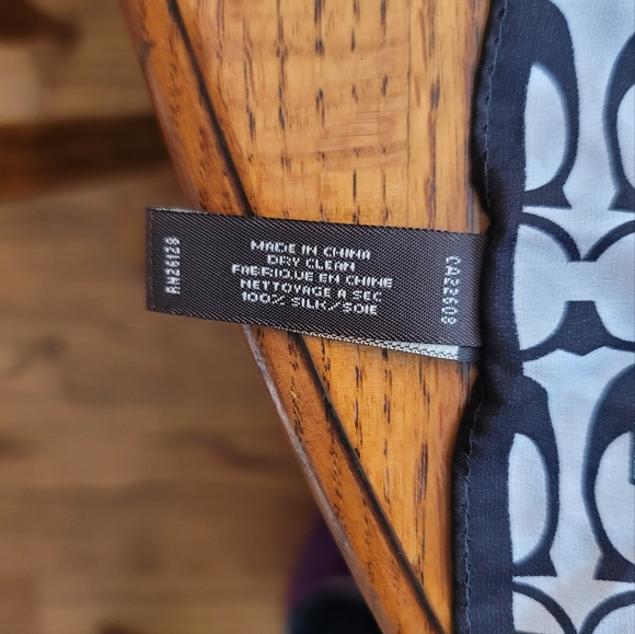 Coach CC Signature Black White Hair Neck Silk Scarf - Picture 5 of 5